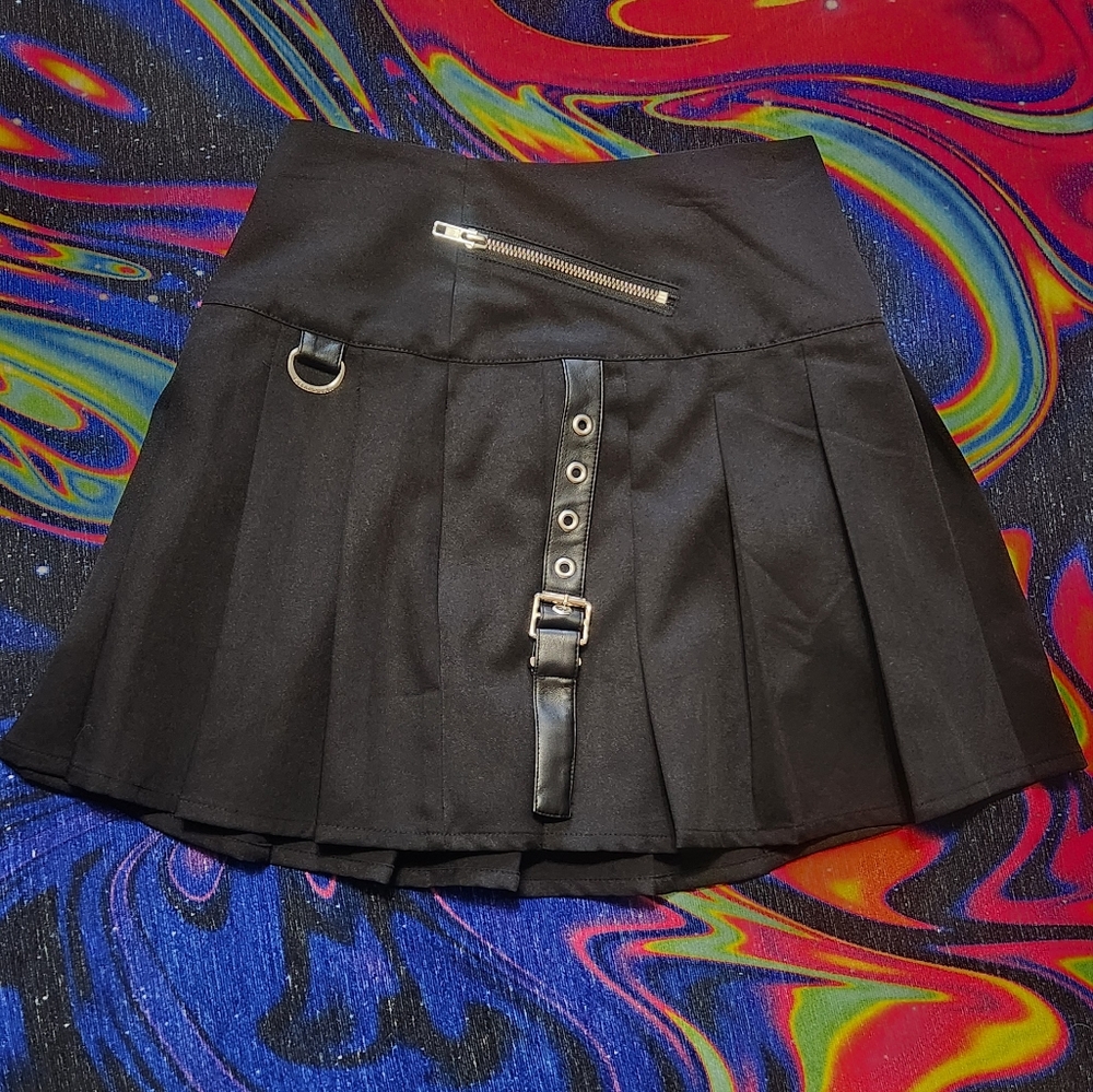 SOLD! Killstar Black Pleated Skirt with Belt Detail / XS